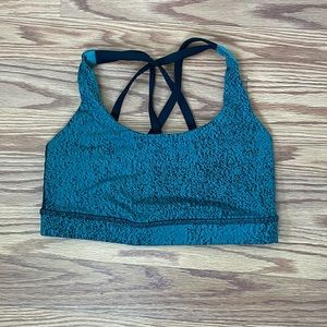 Lululemon Energy Bra Spray Jacquard Hunter Green / Black Sz 4